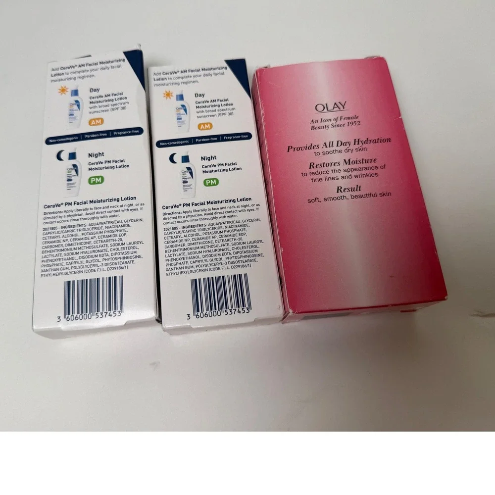 CeraVe‎ PM Olay Active Hydrating Facial Moisturizer Lotion 3-Piece Bundle New